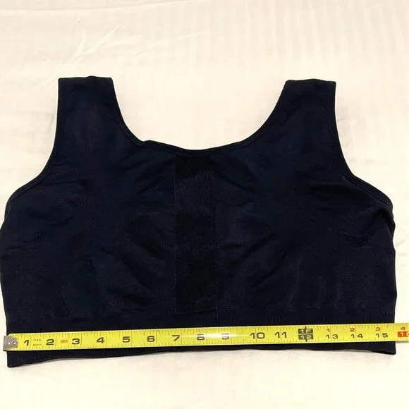 Surgical Breast Compression Bra Black Front-Zip Amoena Pockets Adjustable Straps - Picture 9 of 14